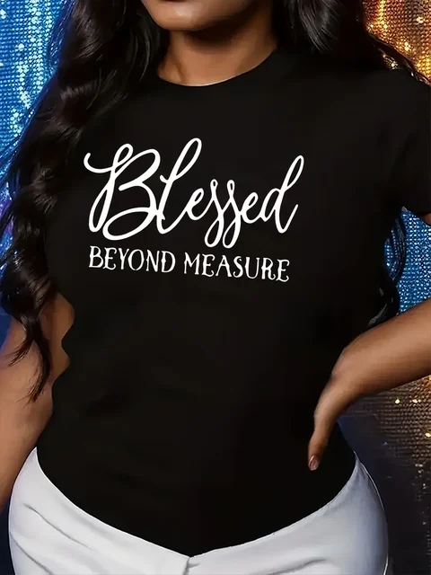 Blessed Beyond Measure Women's Tee - Faith Graphic, Casual Orange Top 2