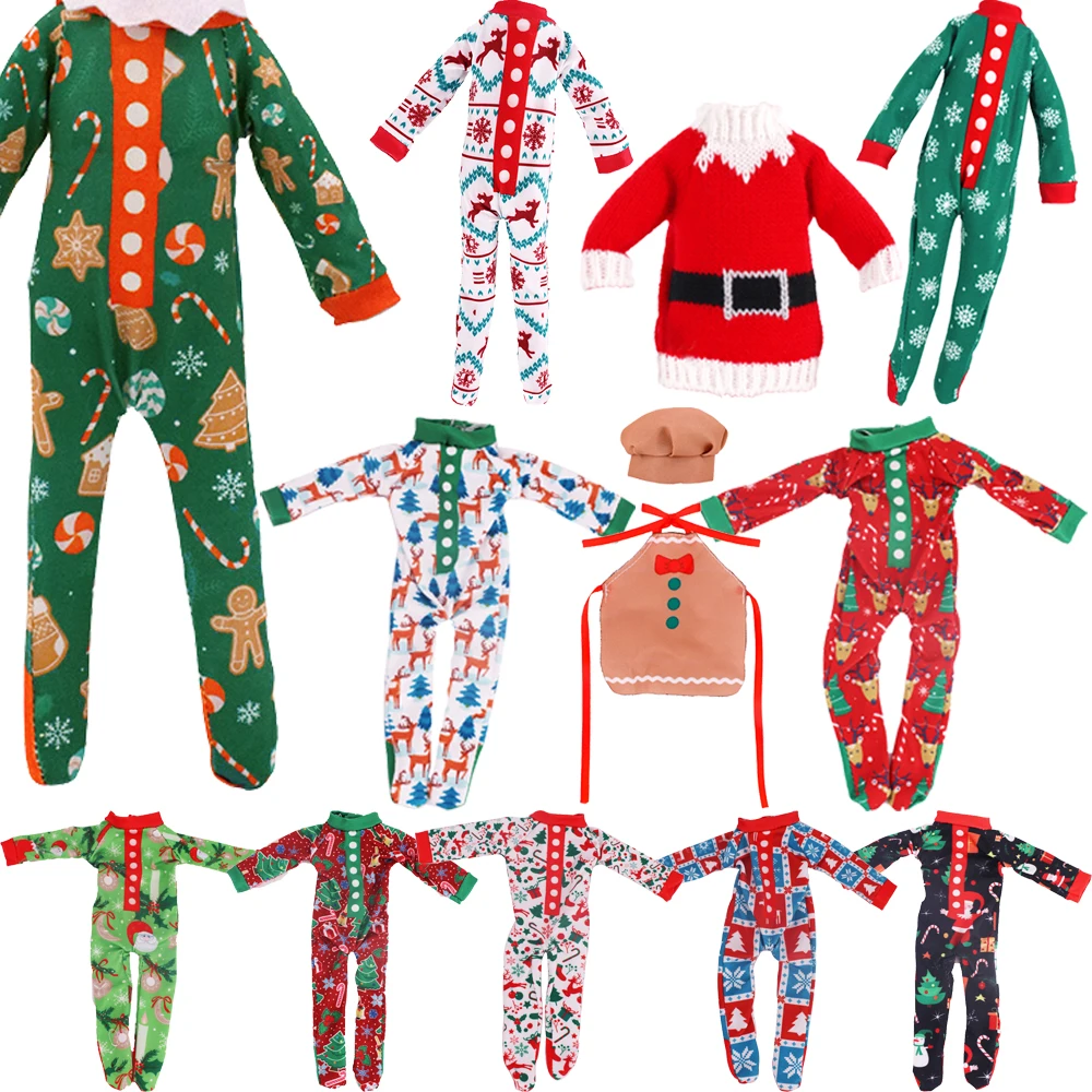 Pajamas For Elf Doll 10 Red Boy On The Shelf For Babi 11.8inch(30cm) Doll Clothes Dress Accessories Christmas Gift Girl's Toys