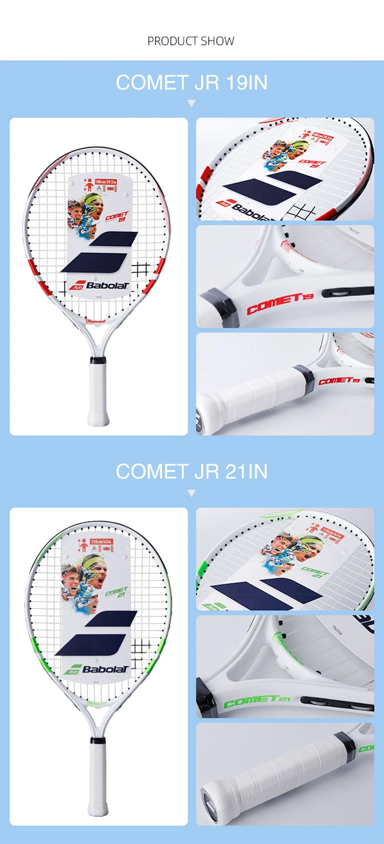 Original Babolat Tennis Racket for Children 2-12 Years Old Tennis Racquet Kids Light Training Racket