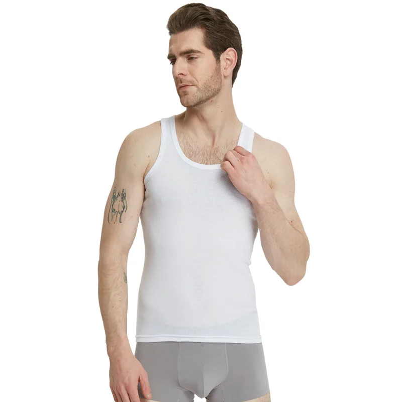 Cotton Men Underwear Sleeveless Tank Top Solid Color Muscle Workout Vest Undershirts O-neck Gym Sports T-shirt Male Singlet