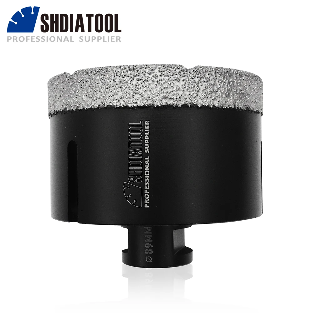 SHDIATOOL 1pc 89mm M14 Thread Vacuum Brazed Diamond Dry Drilling Core Bit Drilling Granite Tile 75mm Length Hole Saw Ceramics