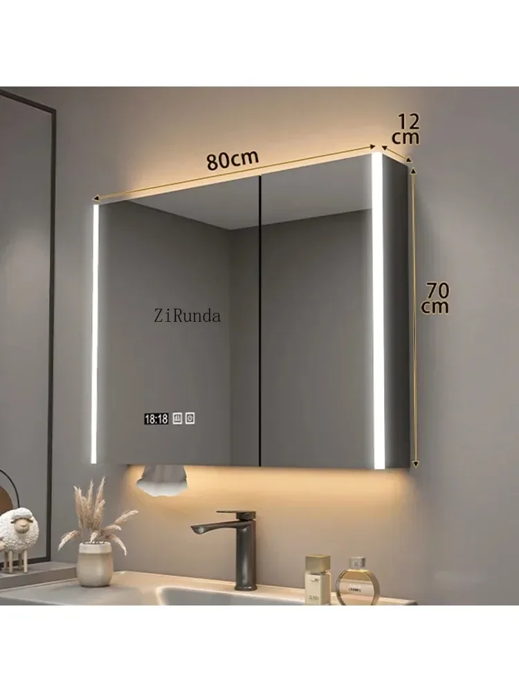 Wood Bathroom Smart Mirror Cabinet Wall Mounted Beauty Makeup Bathroom Mirror Cabinet for Storage Home Furniture