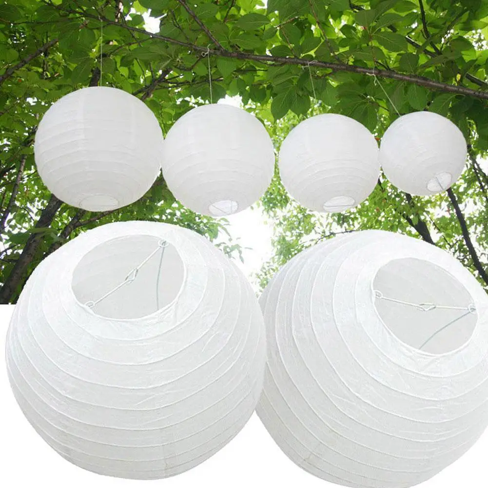 Chinese Paper Ball Lampion Hanging 1Pcs White Wedding Decoration Paper Lanterns Lampshade Birthday Party Holiday Decorations