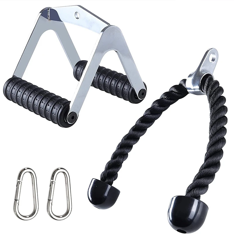 

LAT Pull Down Attachment, Triceps Press Down Fitness Cable Attachment Set With Triceps Rope, Non Slip V-Shaped Handles