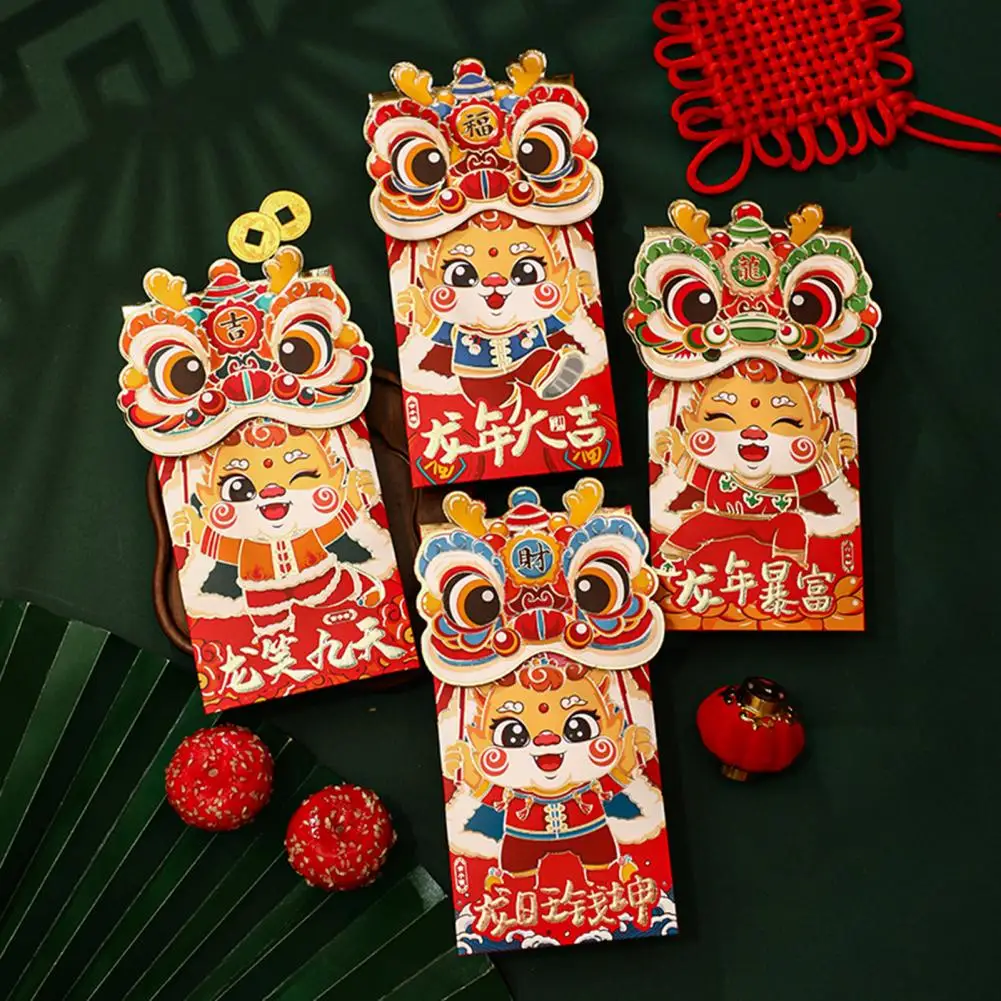 

Chinese New Year Envelope Chinese New Year Packets Festive Dragon Design for Good Luck 4pcs Money Envelopes Chinese Lucky Money