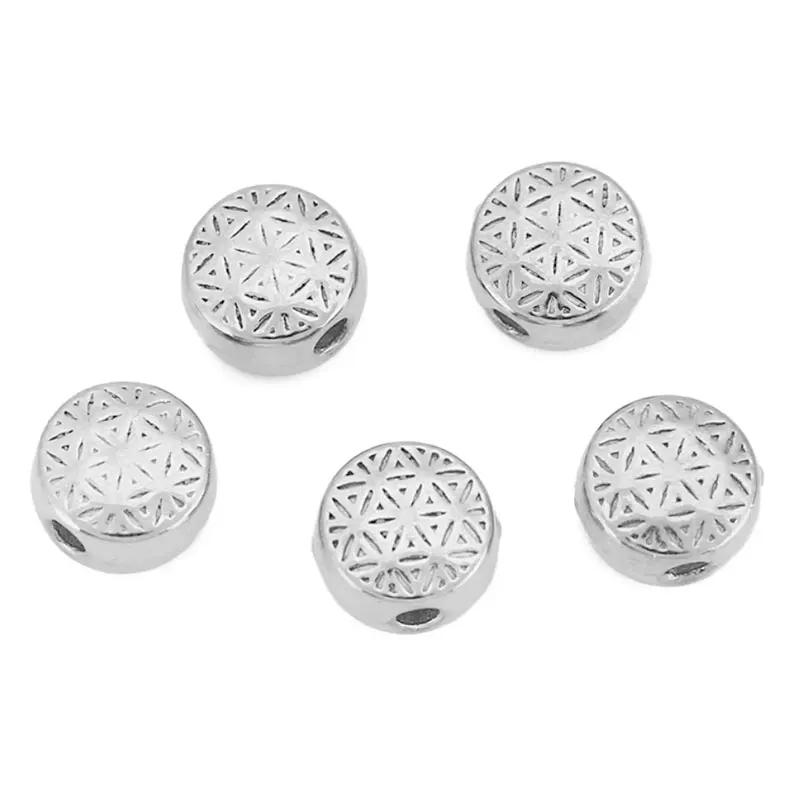 10 Stück 6 mm PVD Edelstahl Spacer Perlen nie verblassen großes Loch Blume Halskette Perlen für DIY Schmuckherstellung Armbandzubehör – Detail 4