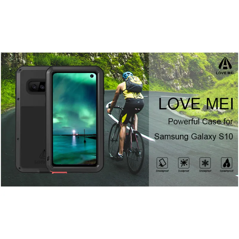 

Для Samsung Galaxy S10 чехол LOVE MEI ударопрочный грязеотталкивающий водонепроницаемый металлический армированный чехол для телефона Samsung Galaxy S10