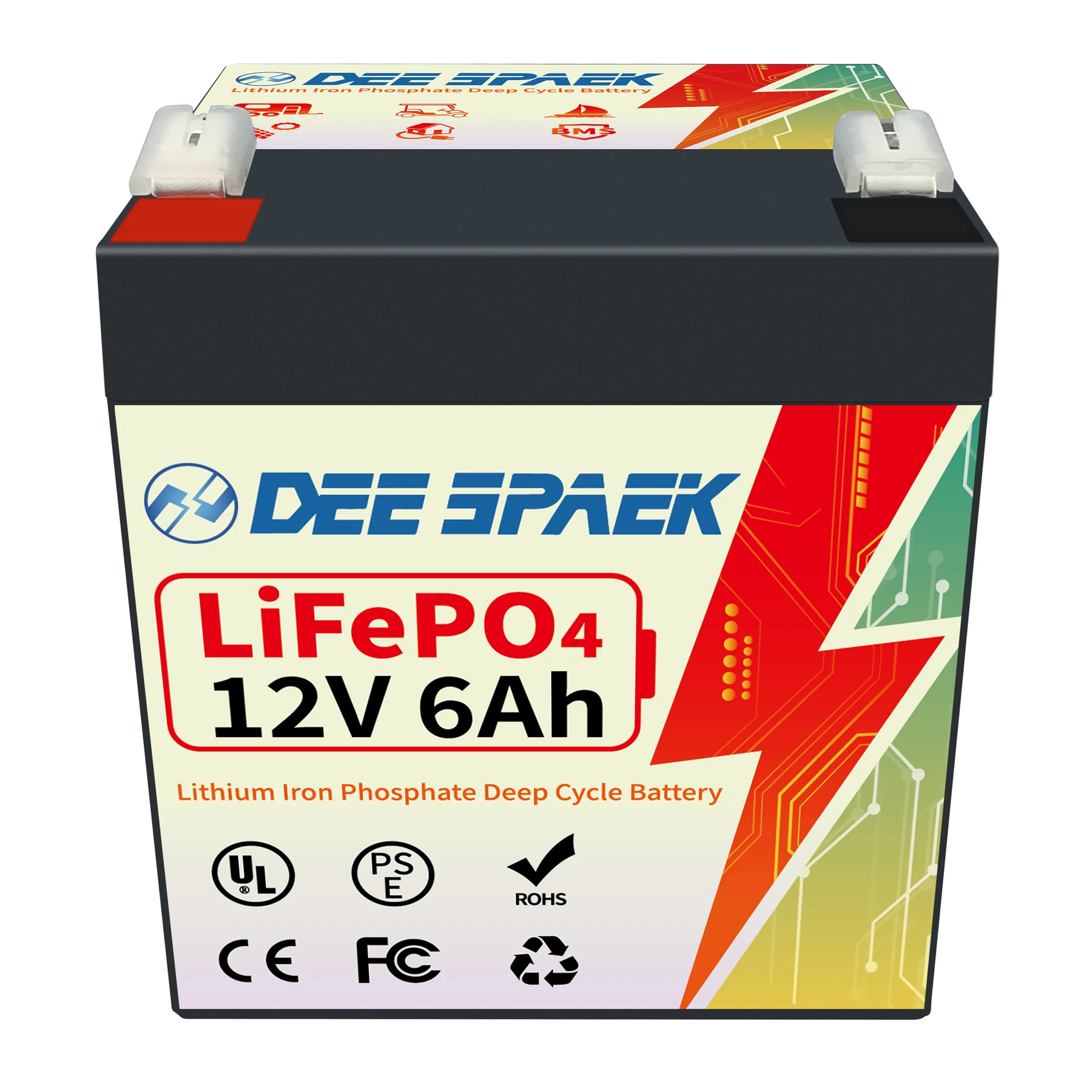 Batteria Di Alimentazione 12V 6Ah Lifepo4 Batteria Ricaricabile Al Litio Ferro Fosfato Bms Per Scooter Elettrico Batteria Di Accumulo Di Energia 12.8V
