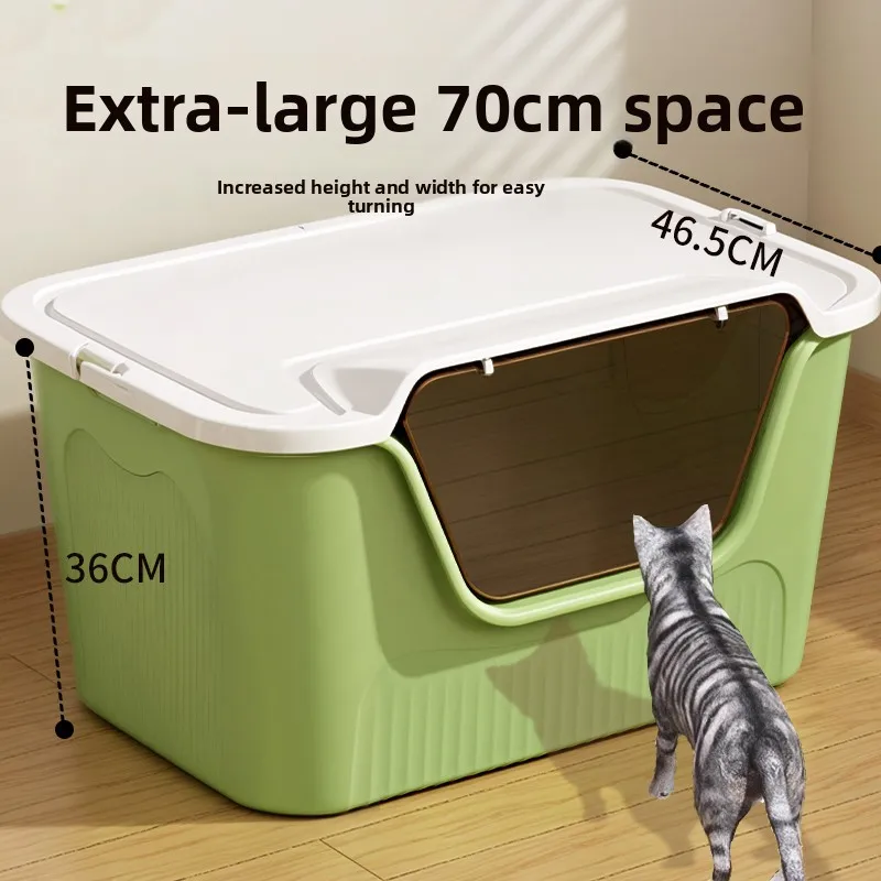 Extra Large  Litter Box Full Enclosure Spla Proof Toilet  Maine Coon Giant Poop Pan Pet Supplies Square ape