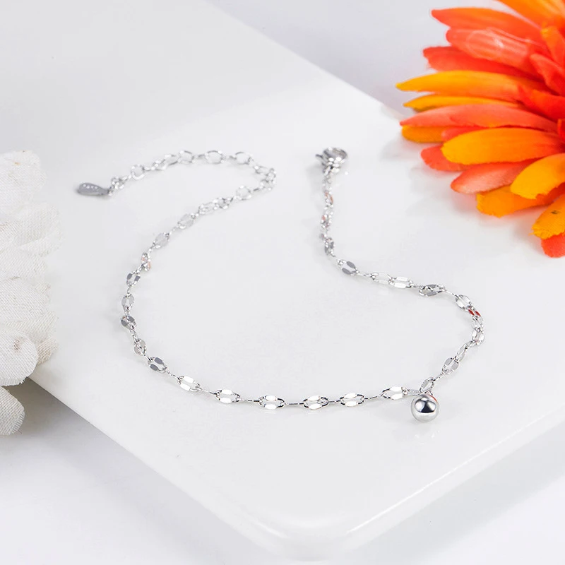 New Fashion Exquisite Small Egg Shaped Ankle Chains 925 Sterling Silver Simple Chain Anklets For Women Jewelry Anklet Bracelet anklet bracelets,silver anklets,ankle chain