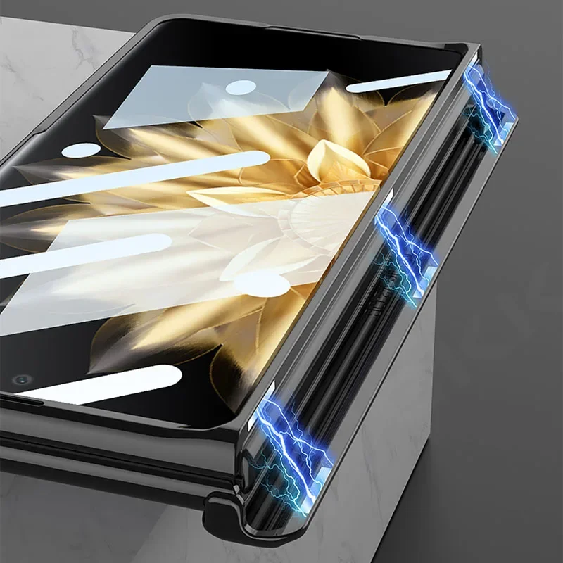 Luxury Plating Transparent Case for Honor Magic V2 Magnetic Hinge Outer Screen G