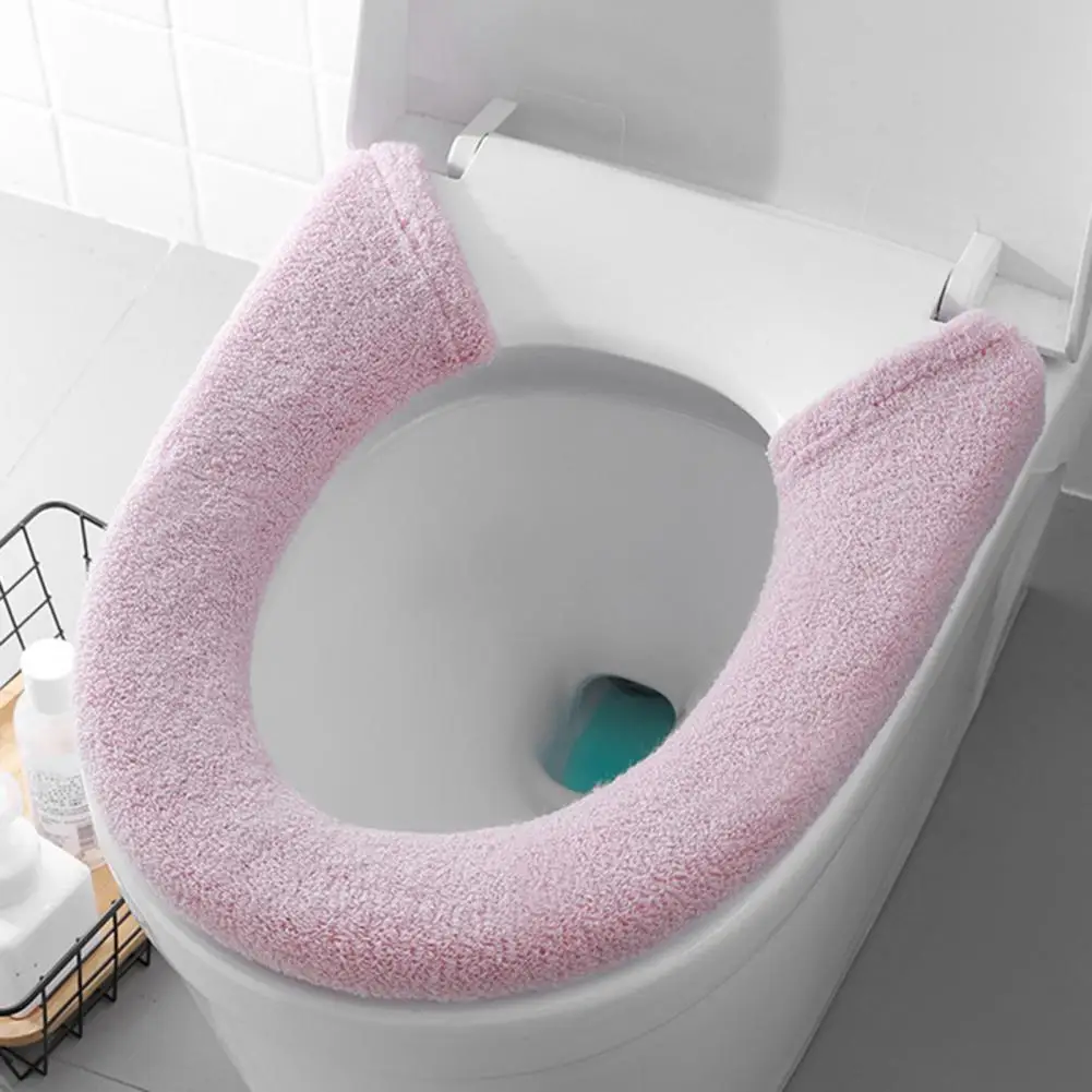 

Universal Fit Toilet Seat Cover Soft Cozy Toilet Seat Covers Thickened Fuzzy Universal Bathroom Bowl Warmers for Button Closure