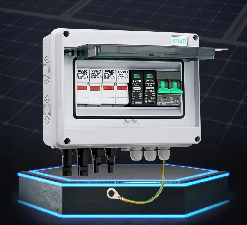 Description Picture 4 of itemXIONGISOLAR Solar photovoltaic PV Combiner Box With Lightning Protection 2 input 1 out DC 600V Fuse MCB SPD Waterproof Box IP65