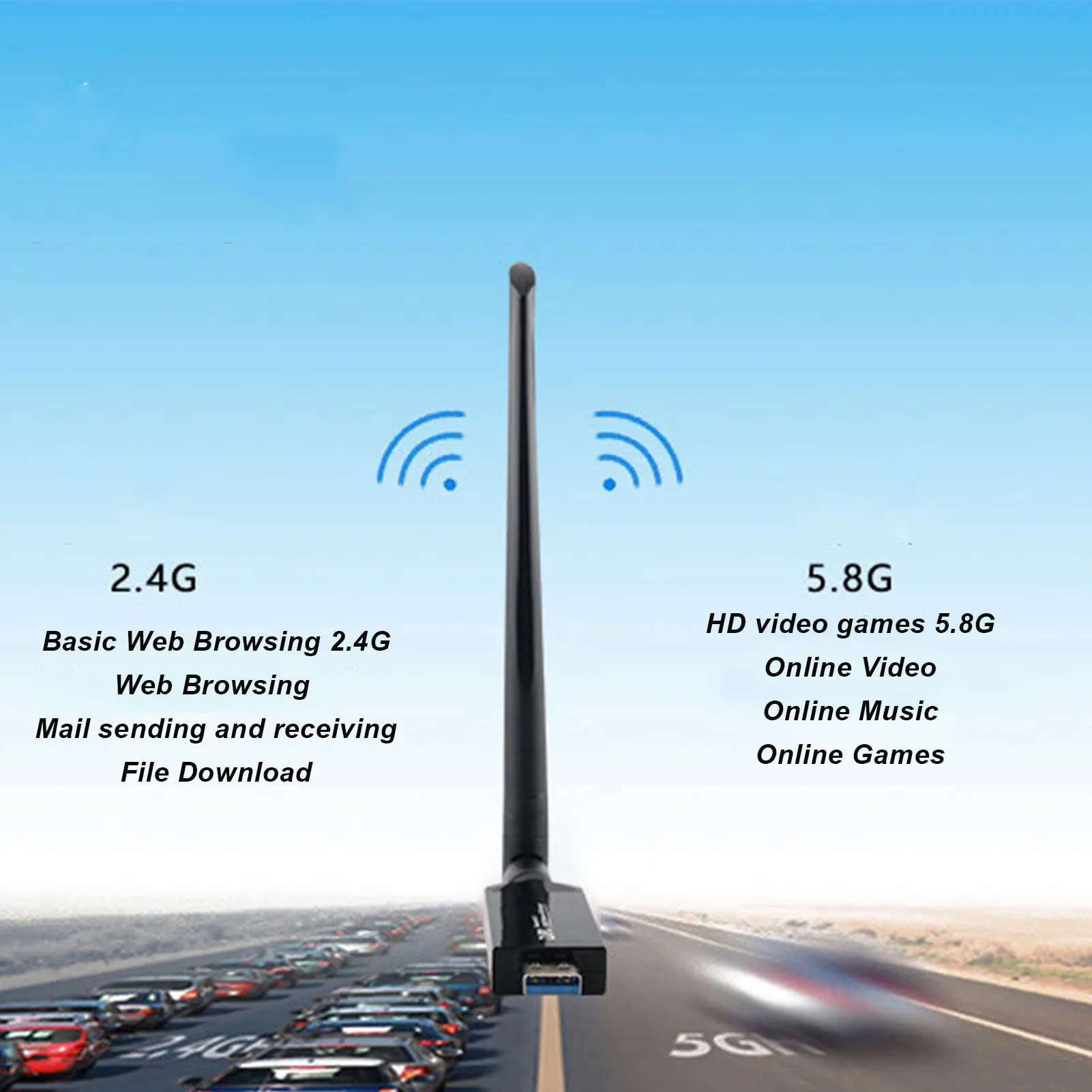 WiFi Adapter Wireless Network Card W50L 5DB RTL8812AU 1200M Band USB 3.0 Interface WiFi Adapter for Android for Win