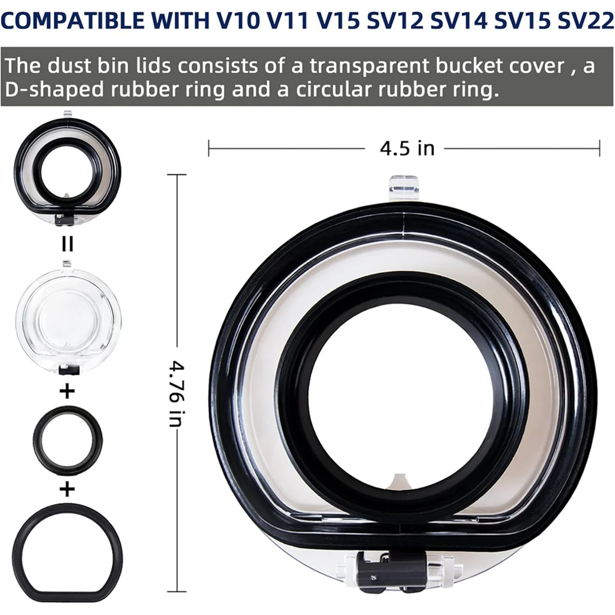 FZFZ Upgraded Dust Bin Cup Parts for V11 V15 SV14 SV15 SV22 Sealing Ring & Lid Cover Parts Kit Replacement