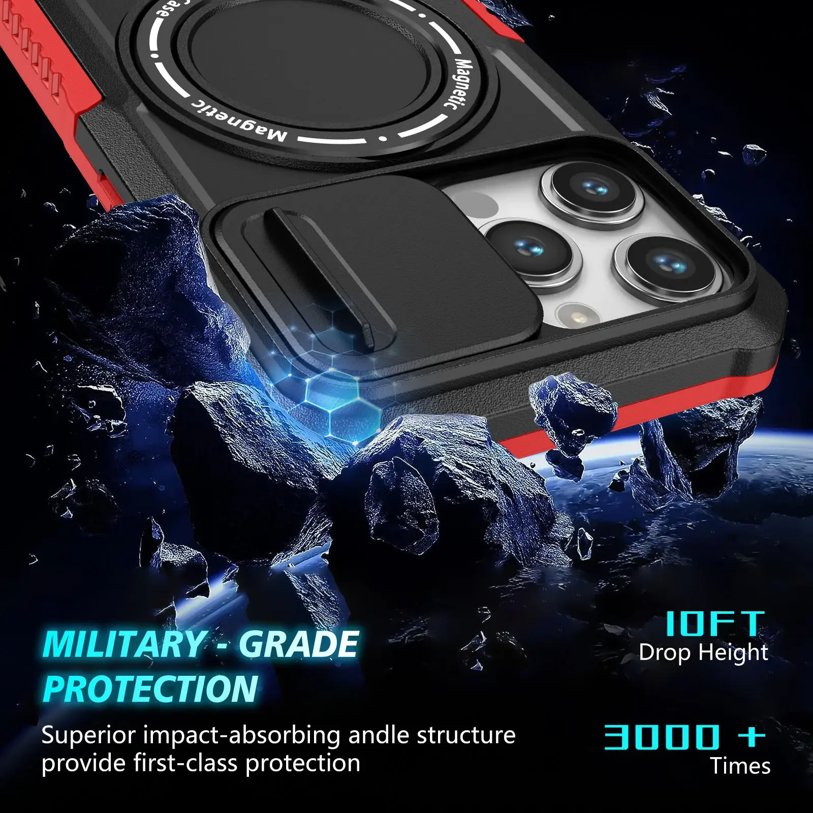 Coque téléphone magnétique avec support pour iphone 16 15 14 pro_voghion.com