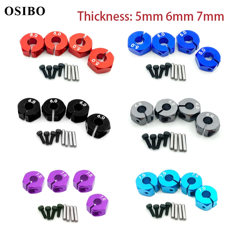 Rad-Sechskant-Naben-Adapter Set (8 Stück) - Aluminium, 12mm, Für RC Trucks Von Redcat, Axial, HSP