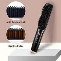 Brosses à cheveux électriques multifonctions sans fil, lisseur, peigne à chauffage rapide, Anti-brûlure, en céramique, bigoudi 5