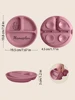 Personalized Name Baby Silicone Tableware Kids Training Feeding Plate With Sucker BPA Free Solid Color Baby Food Storage Bowl 4