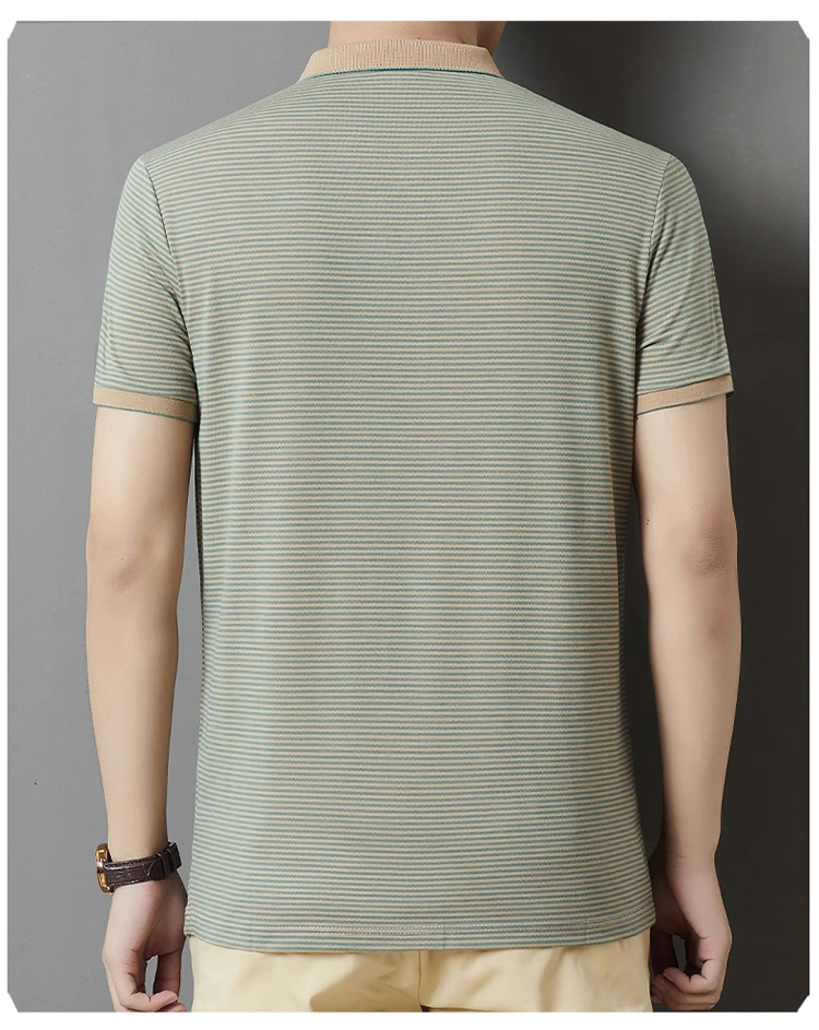 Summer Business Casual Quality Cotton Breathable Comfortable Lapel Polo Short Sleeve Striped Print Design Korean T-shirt Top 25 Sc7c03bddf7e340f29ff0aa4684bd56dfy