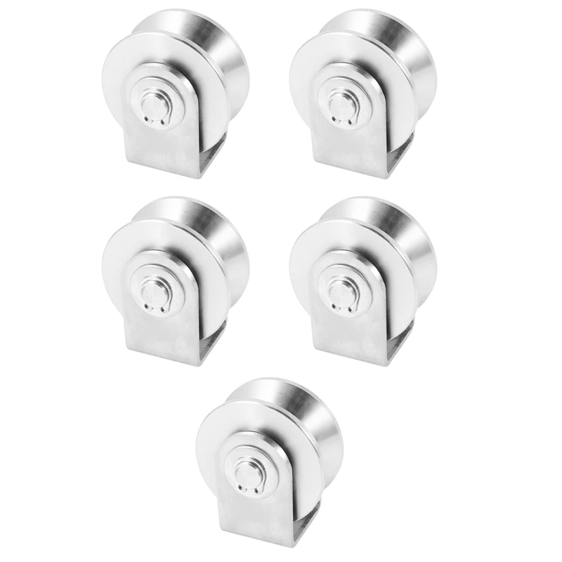 

5Pcs 2 Inch V Type Pulley Roller 304 Stainless Steel Sliding Gate Roller Wheel Bearing For Material Handling And Moving
