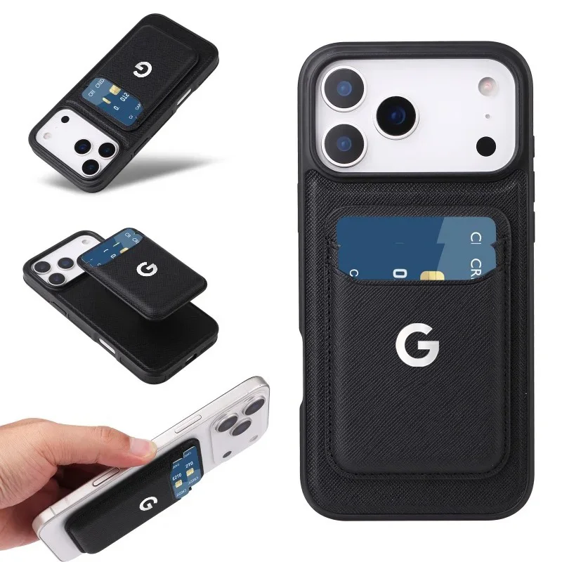 Magnetic Card Holder Wallet with Carbon Fiber Saffiano Leather and Dual Card Slots