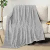 Grey Flannel Striped Design Blanket Single Bed Sofa Chair Suitable for Ultra Soft and Warm Fluffy Blanket 70x100cm 2