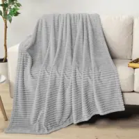 Grey Flannel Striped Design Blanket Single Bed Sofa Chair Suitable for Ultra Soft and Warm Fluffy Blanket 70x100cm 2