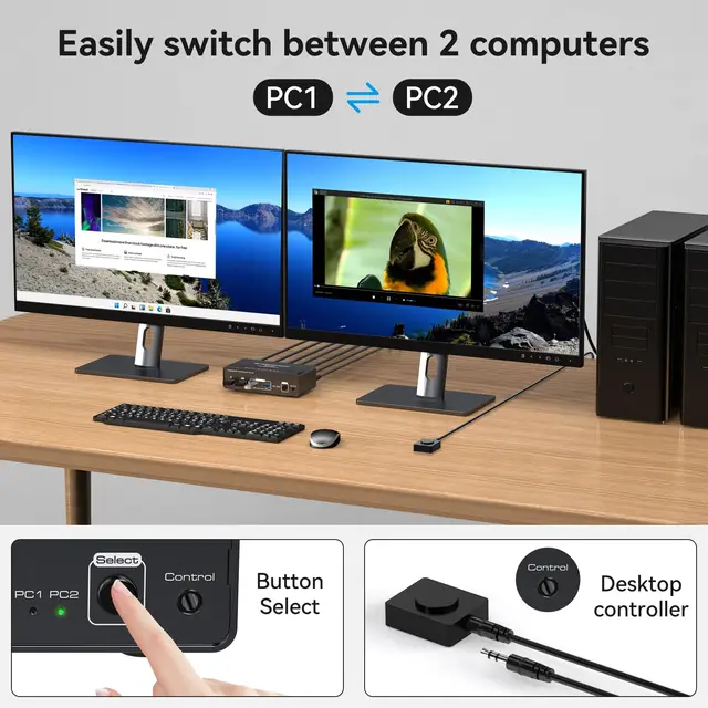HDMI Displayport KVM переключатель 2 PC 2 монитора 8K/60Hz 4K/120Hz алюминиевый KVM переключатель подходит для 2 компьютеров с общим доступом 2 Monit 6