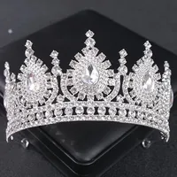 Luxury Silver Color Crystal Pearls Bridal Tiaras Crown Baroque Rhinestone Pageant Diadem Bride Headband Wedding Hair Accessories - Image 6