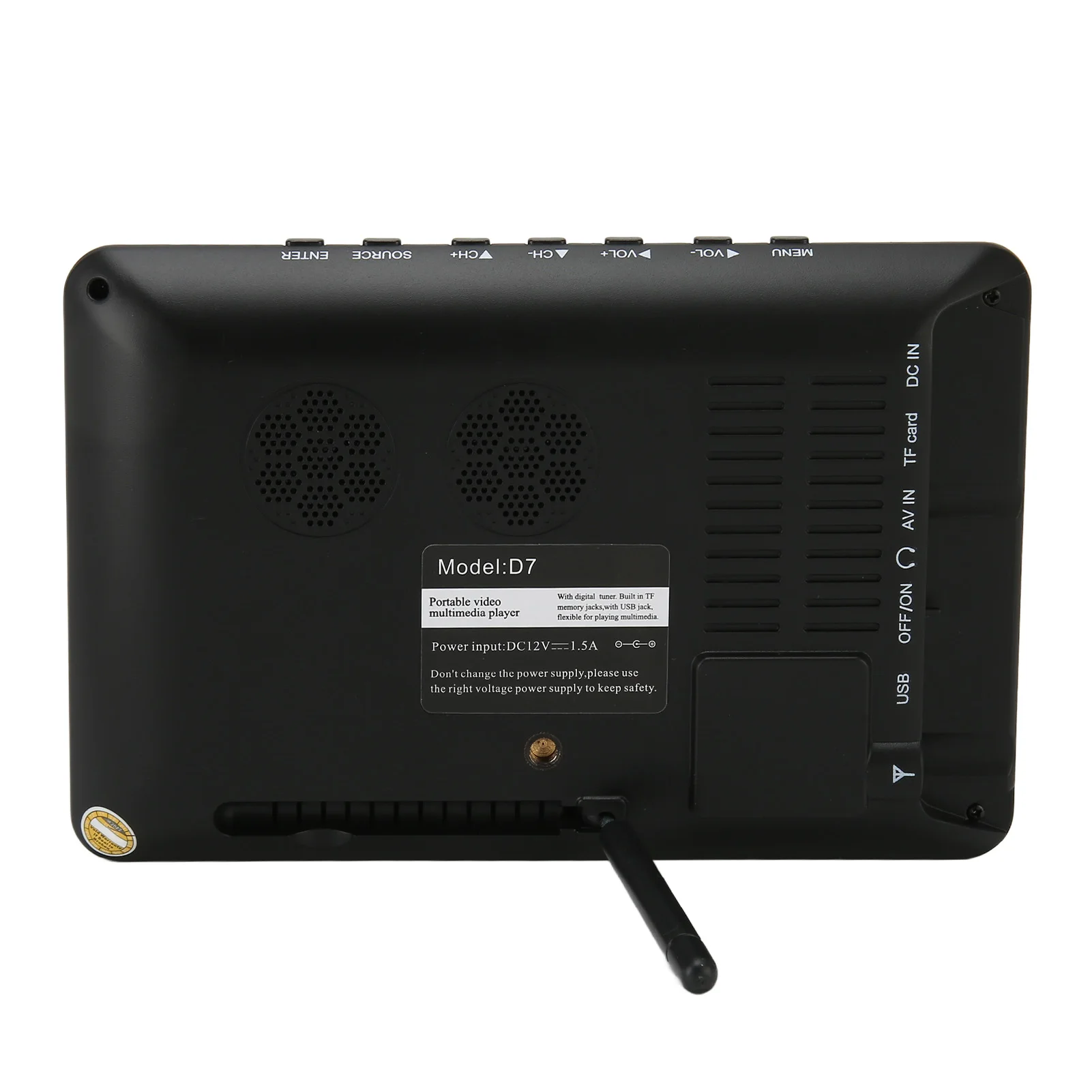 7in HD LED Digital TV Portable Television Video Player Built in Rechargeable Battery EU Plug