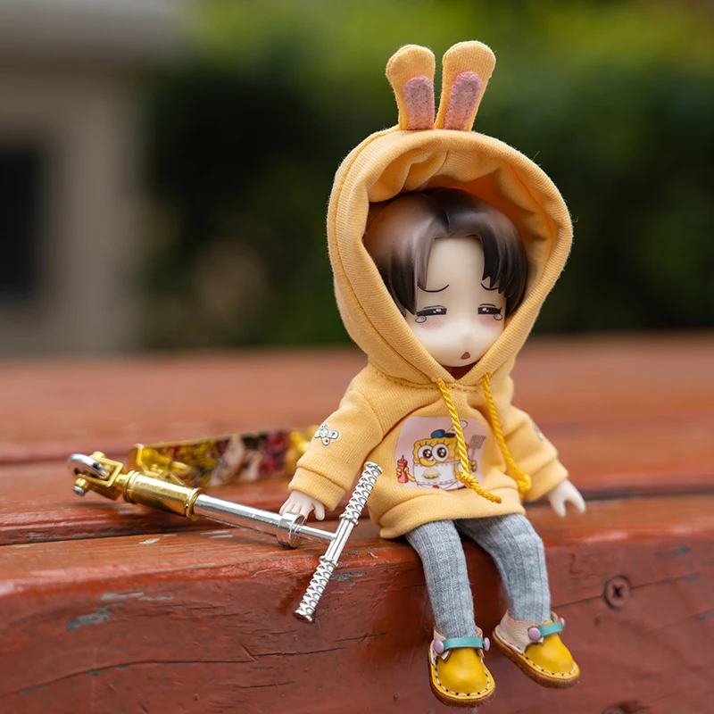 OB11 Doll Clothes Long Sleeved Sweater Cute Cartoon Pattern Rabbit Ear Hoodies For Obitsu11 Molly GSC YMY P9 Body 1/12bjd Dolls 4