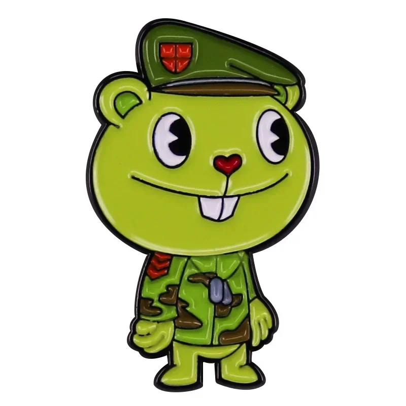 

Cute Cartoon Hard Enamel Pins Happy Tree Friends Green Bear Brooch Clothes Hat Pin Badge Jewelry Accessory