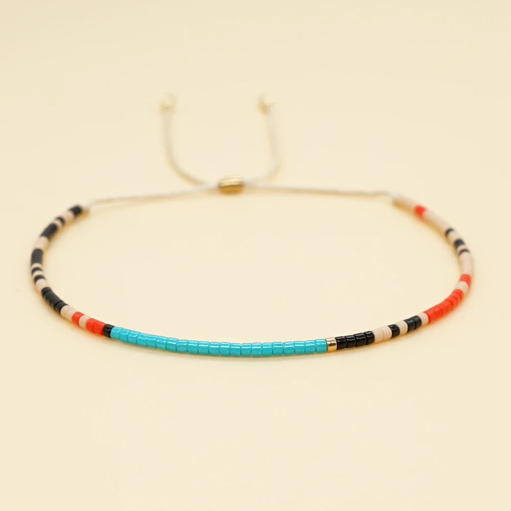 Shinus-pulsera de cuentas de tubo azul turquesa, Miyuki, Bohemia, para playa