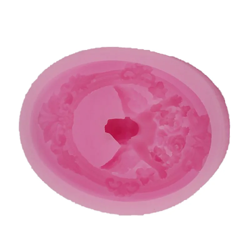 Cute Angel Rubber Silicone Molds For Soap Making Pink Color 7.6*7.6*3.5cm