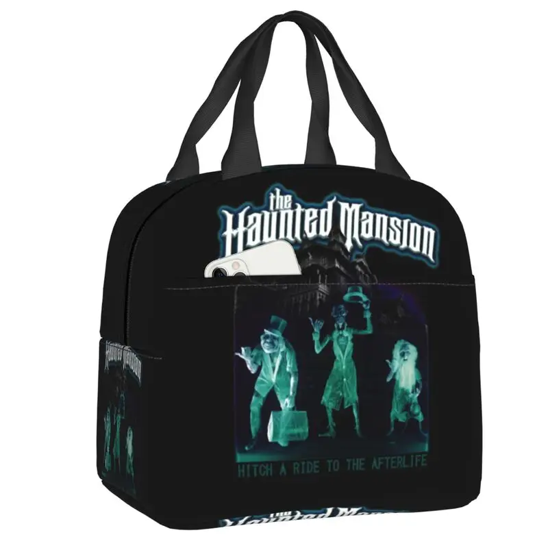 

Retro The Haunted Mansion Thermal Insulated Lunch Bags Grimace Movie Ghost Lunch Tote for School Office Outdoor Storage Food Box