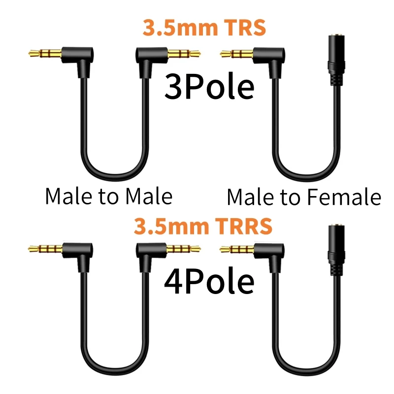Right Angle 3.5mm Audio Cable - Universal Stereo AUX Cord