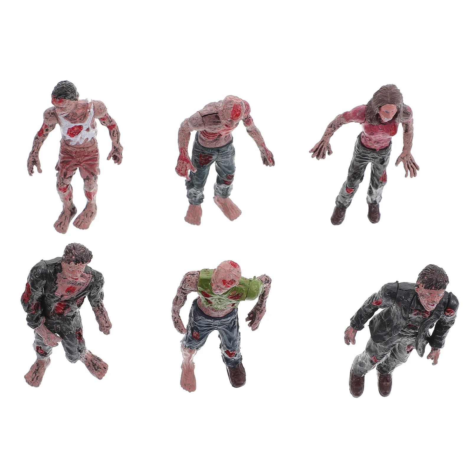 

6 Pcs Animated Zombie Toys Action Figures Decor Miniature Plastic Models Simulation Dolls