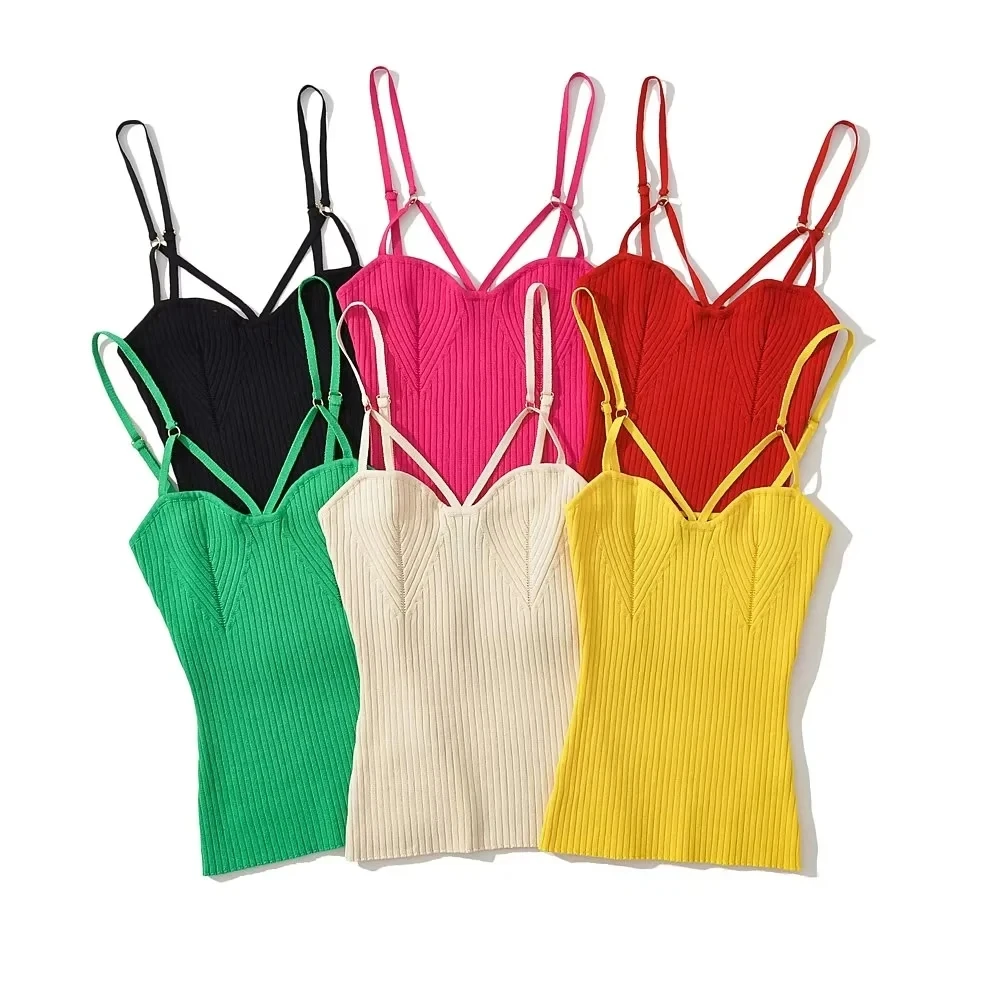 

Jenny&Dave High Street Sexy Hollow Out Beach Camisole Candy Color Tank Tops Summer Tshirts Women