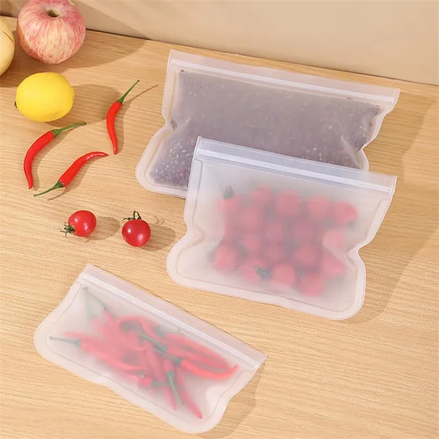 1Pc Újrafelhasználható Szilikon Élelmiszer -Tároló Táska Álljon Fel Cipzáras Szivárgásálló Tartályok Friss Ételtároló - Image 5