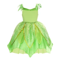 Robes de fée clochette d'été pour filles, Costume de Cosplay pour enfants, vêtements de princesse féerique à fleurs, tenue de fête de noël 4