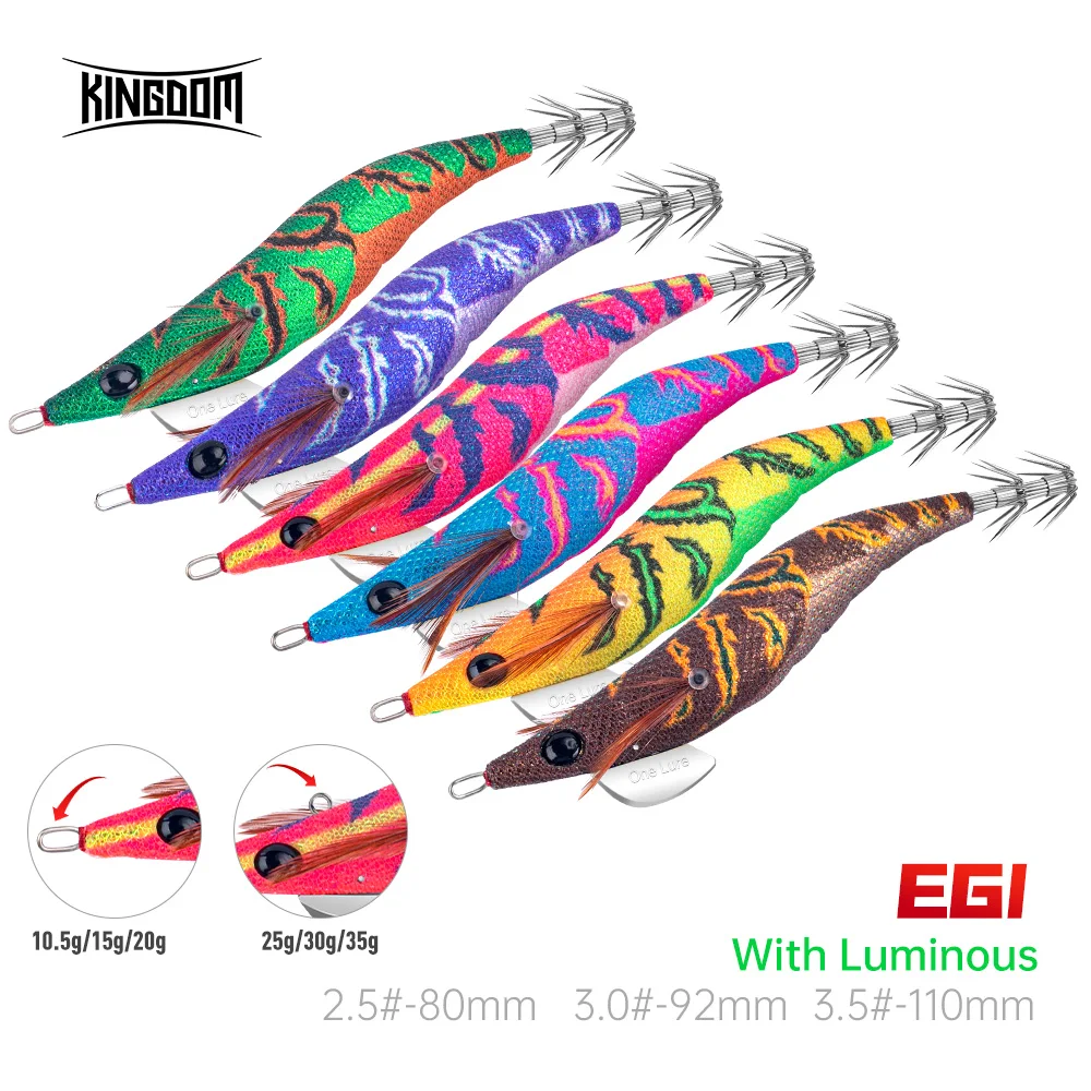 Kingdom Egi Tintenfischköder 2,5 # 3.5 # Künstliche Jigging-Köder, langsam sinkende Tintenfischhaken, Meeresangeln, Oktopus, Tintenfisch, leuchtender Köder