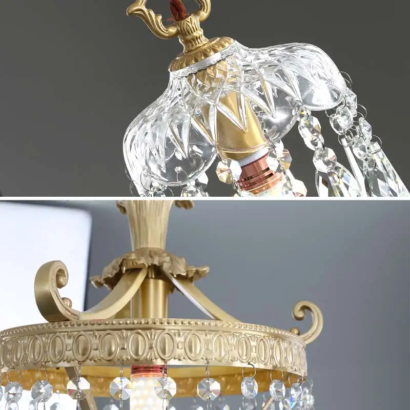 Modern Luxure Crystal Lamp Real Copper Led Ceiling Chandelier Nordic Living Room Haning Light Fixture Bedroom Angel Home Decor