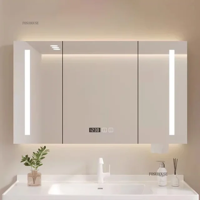 Bathroom Wall Mounted Mirror Cabinet Modern Smart Bathroom Cabinets with Mirror Creative Bathroom Storage Cabinet Home Furniture