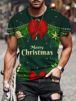 Christmas 3D Print T-shirt Men Women Fashion Short Sleeve Tshirt Kids Hip Hop Tops Tees Christmas Tree Tshirt New Year 2025