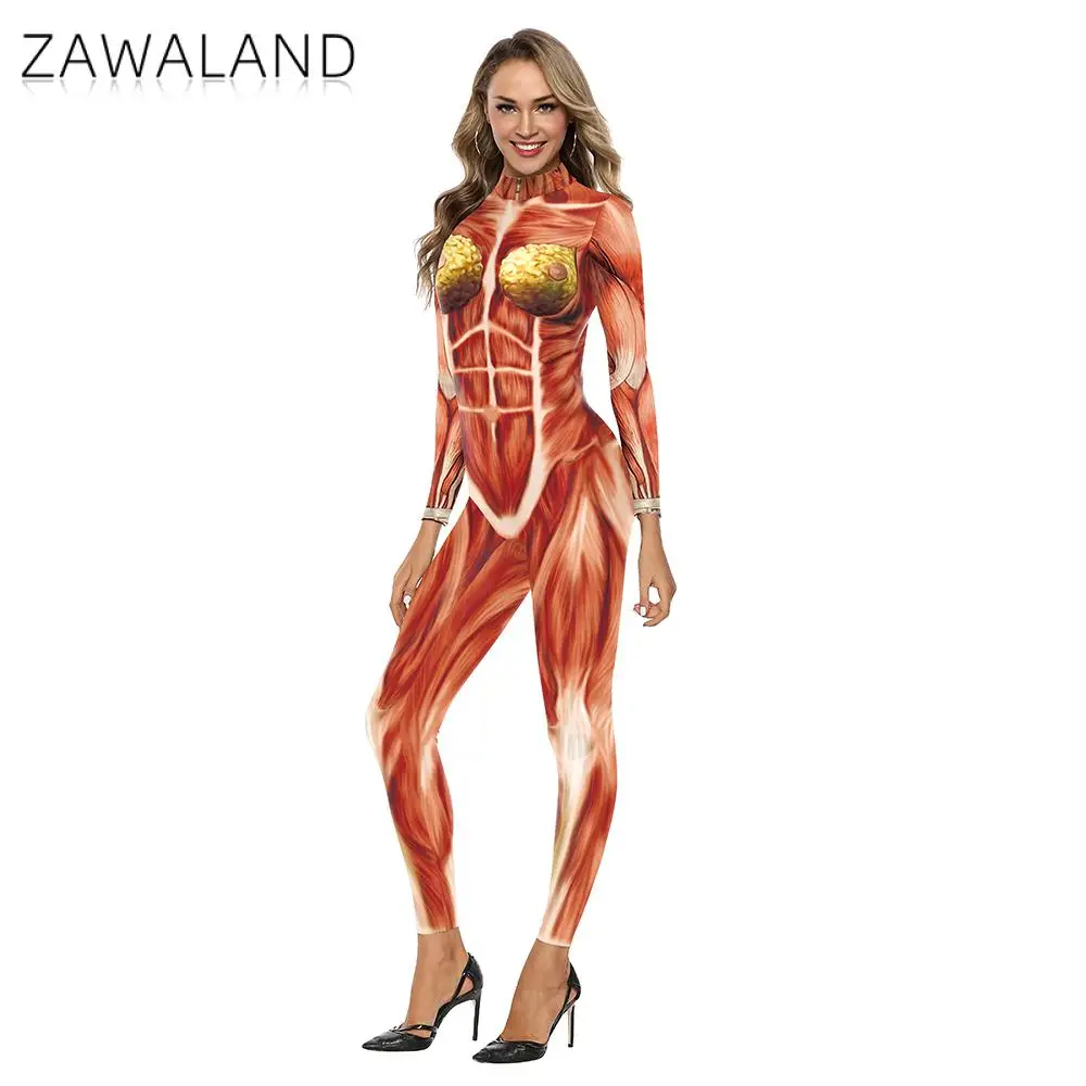 Zawaland Spandex Bodysuit Cosplay Costume Long Sleeve For Men and Women Halloween Carnival Party