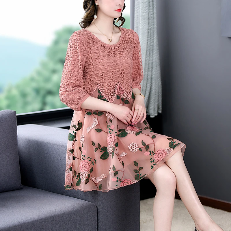 green emerald velvet dress Calliope Pink Embroidered Tunic Dress main image 0