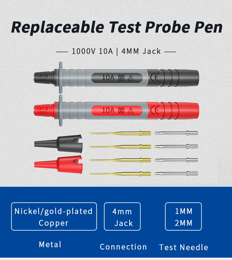 Cleqee P8003 1 Set 2 Stück Multimeter-Sonden Austauschbare Vergoldete Nadeln Mehrzweck-Teststifte – Detail 1