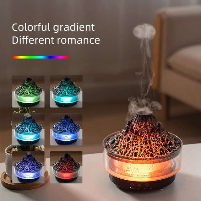 Volcano Flame Diffuser Essential Oil Diffusers for Home Bedroom Air Humidifier Remote Control 7 Colours Lights Timer shutdown 3