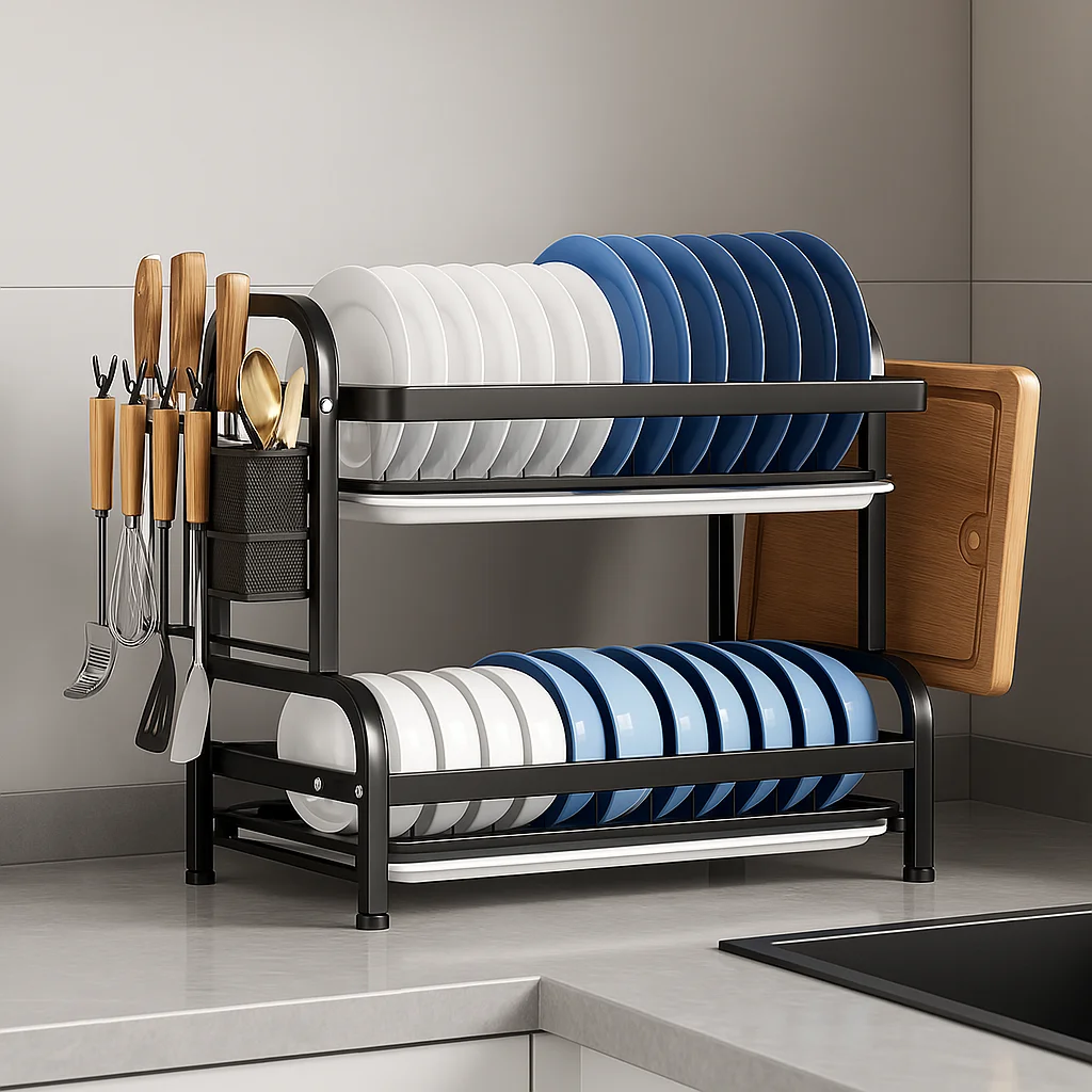 Household Bowl Rack Kitchen Dish Bowl Drainer Storage Shelf Multi Layer Countertop Dish Drying Rack Tableware Organizer Cupboard 5